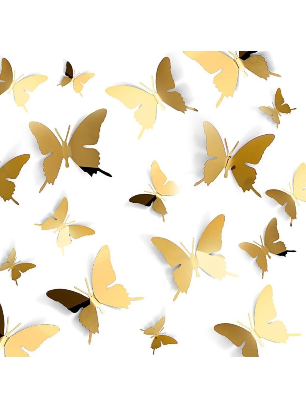 48-Piece 3D Metal Butterfly Wall Decor Set - Gold Flying Art in 3 Sizes